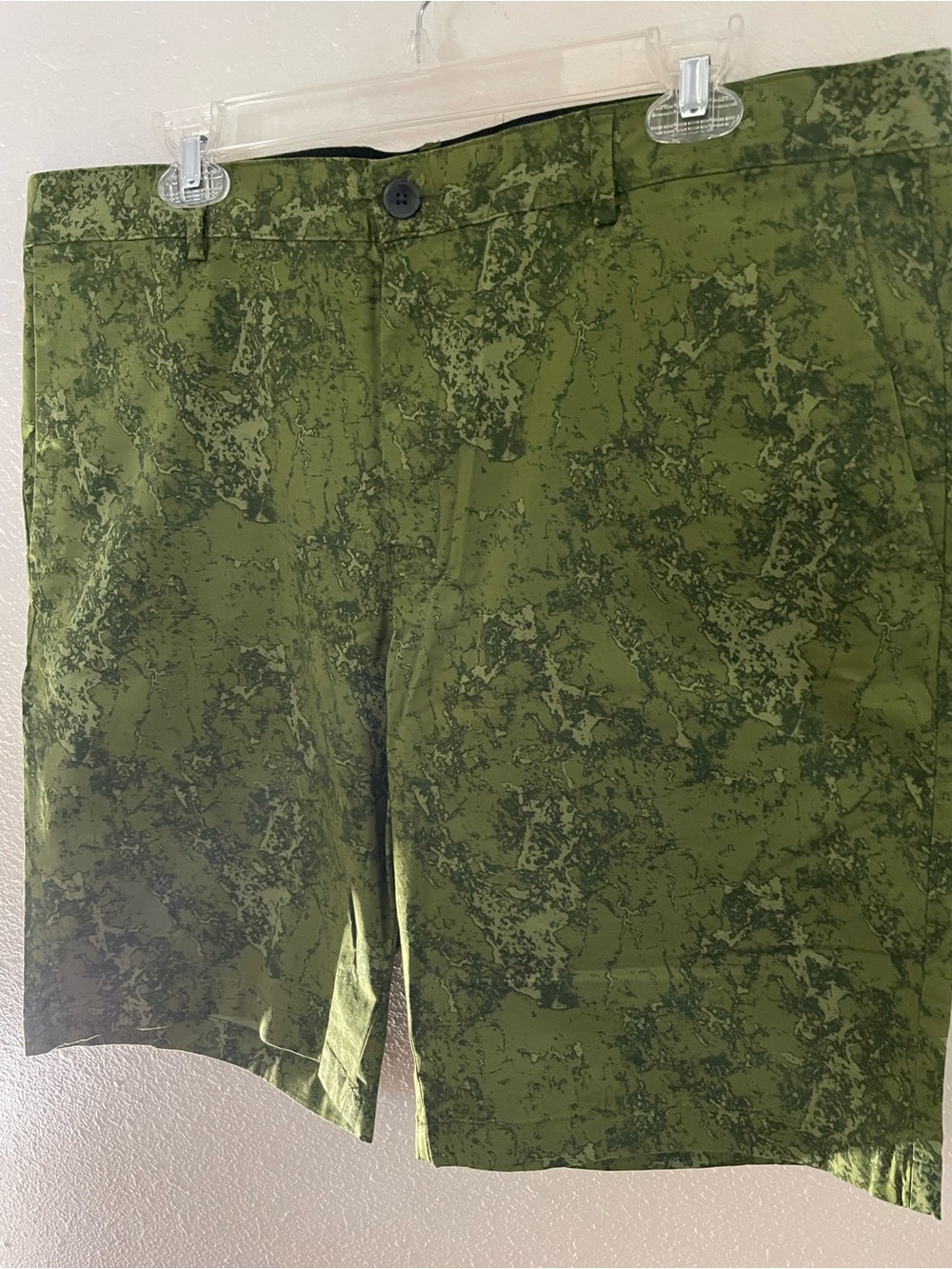 Alfani Olive Green Printed Flat Front Shorts